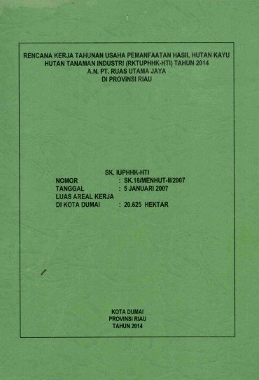 Rencana Kerja Tahunan Usaha Pemanfaatan Hasil Hutan Kayu Hutan Tanaman ...