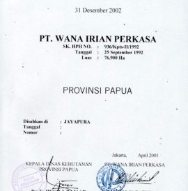 RKTPH PT. WANA IRIAN PERKASA 2002