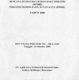 RPBBI IPHHK PT. AJIWANA TANGGUH NUSANTARA 2006