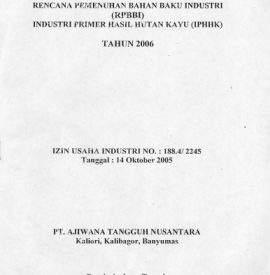 RPBBI IPHHK PT. AJIWANA TANGGUH NUSANTARA 2006